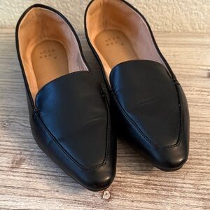 a new day Black Leather Flats